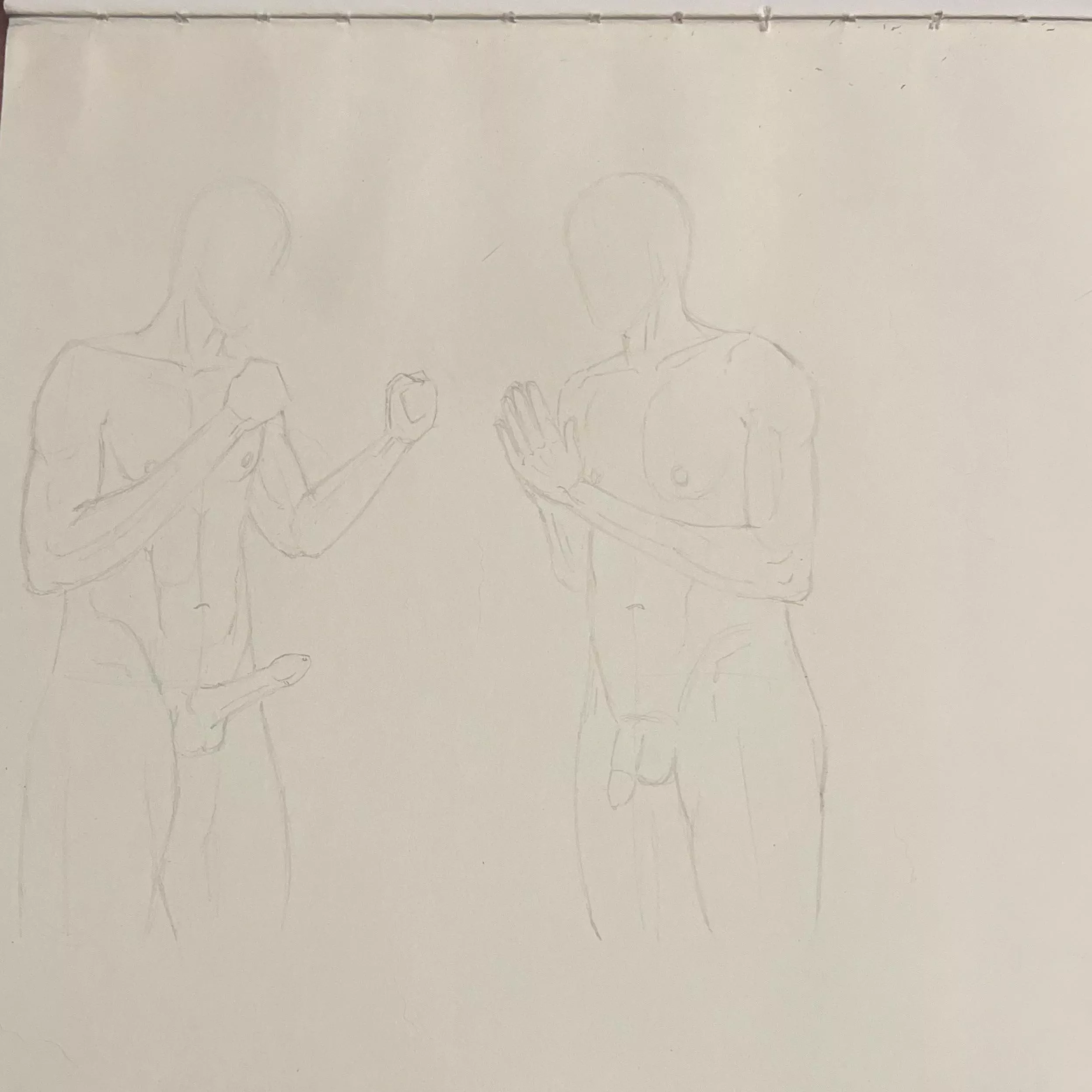 New sketch of self fighting self. Different personalities and egos clashing, any tips ? Still working on it