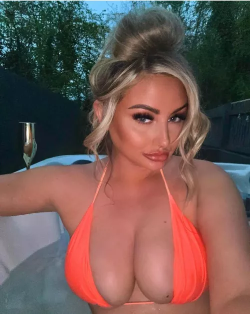 Beth waiting for you in the hot tub