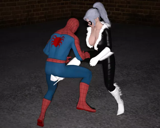 [Black Cat] Kicks Spider-Man in the Nuts.