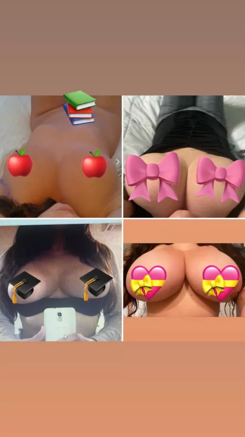 Cum to link in comments to take a poll on my tits from college to now (without the stickers)