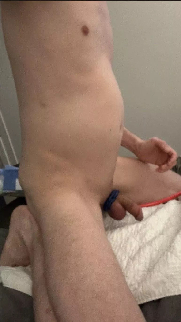 Distended belly holding a vegetable glycerine enema