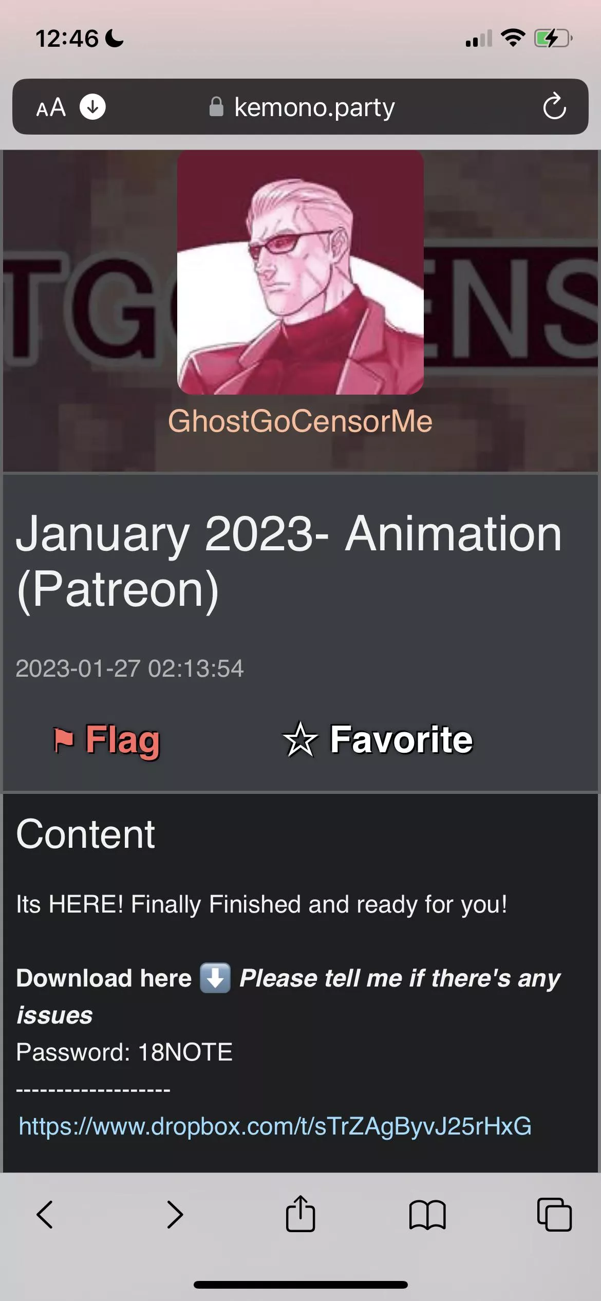 Does anyone have the file for this GHOSTGOCENSORME animation?The Dropbox link was down when I found it. (Kemeno party)