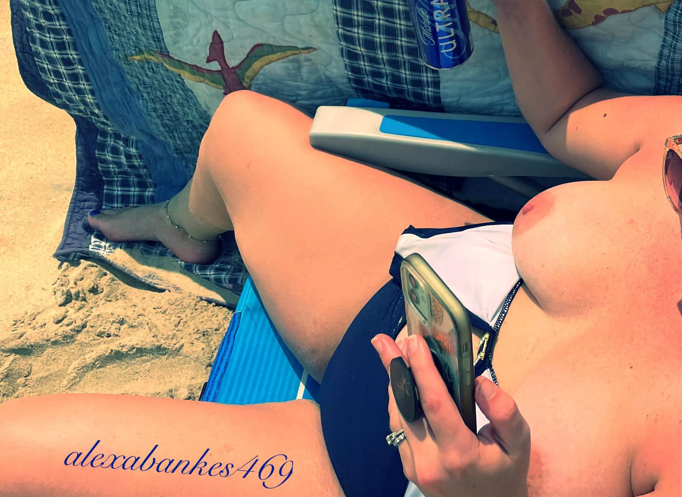 Enjoying the full sun as much as possible on the non-nude beach.