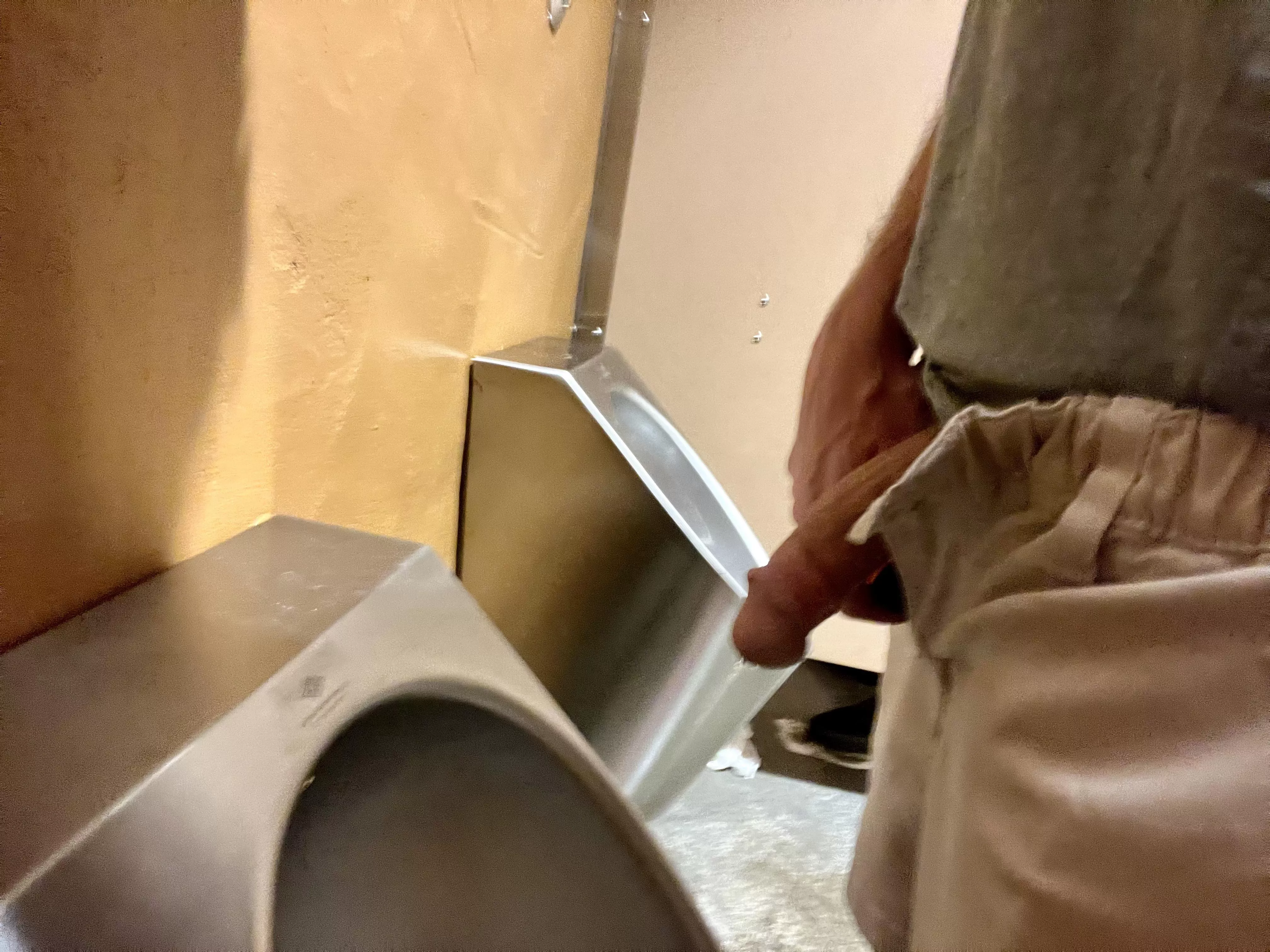 I hope the guy walking out of the stall saw my cock growing