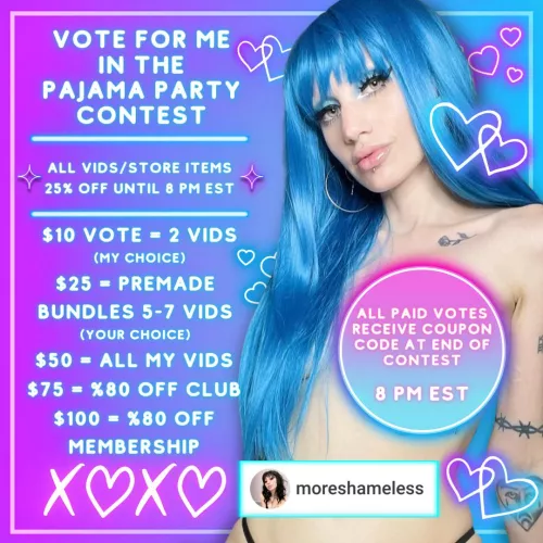 Let’s get those last minute votes in for moreshameless (aka me) before today’s contest closes!