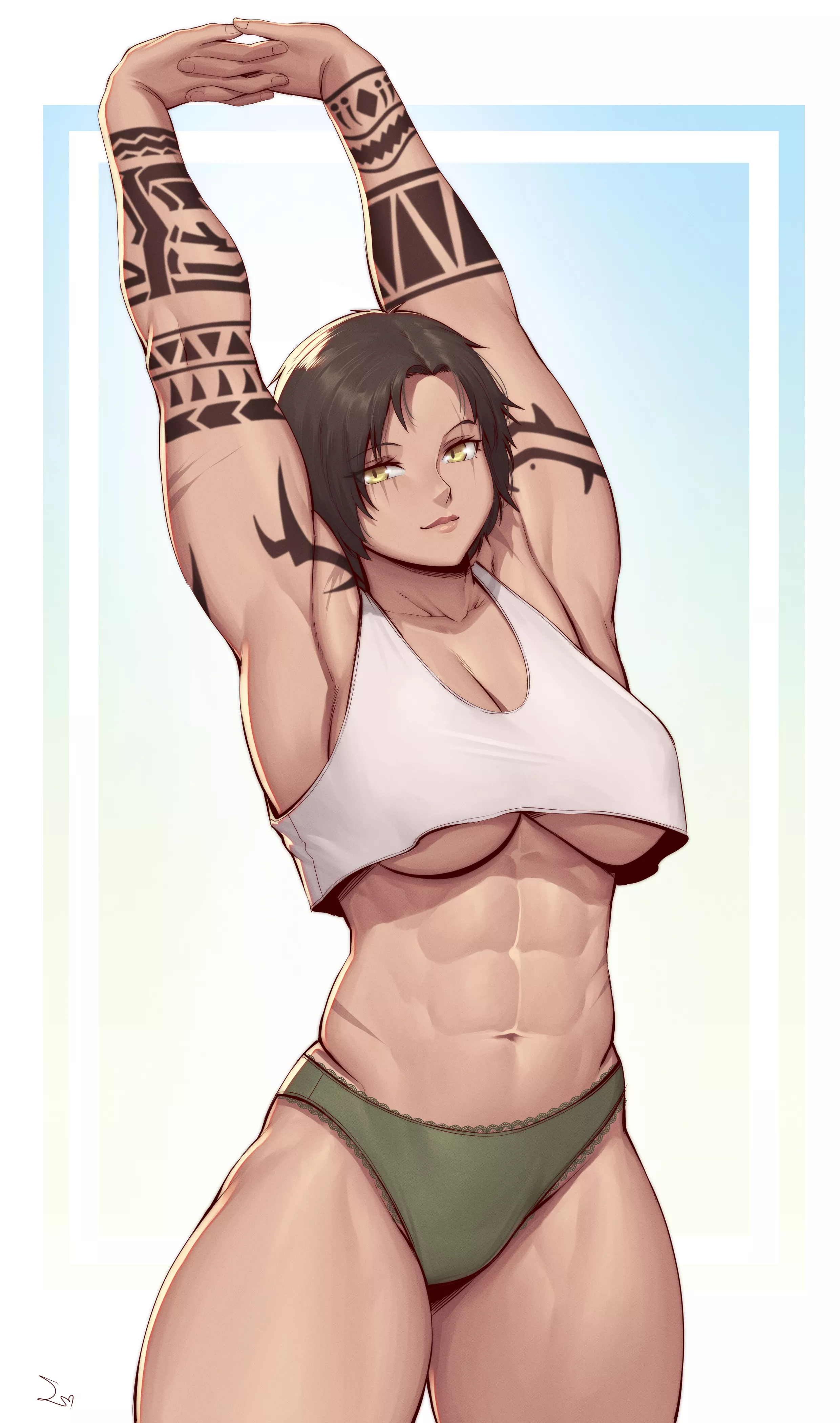 Muscular girl with tattoos [Artist: SpeedL00ver]