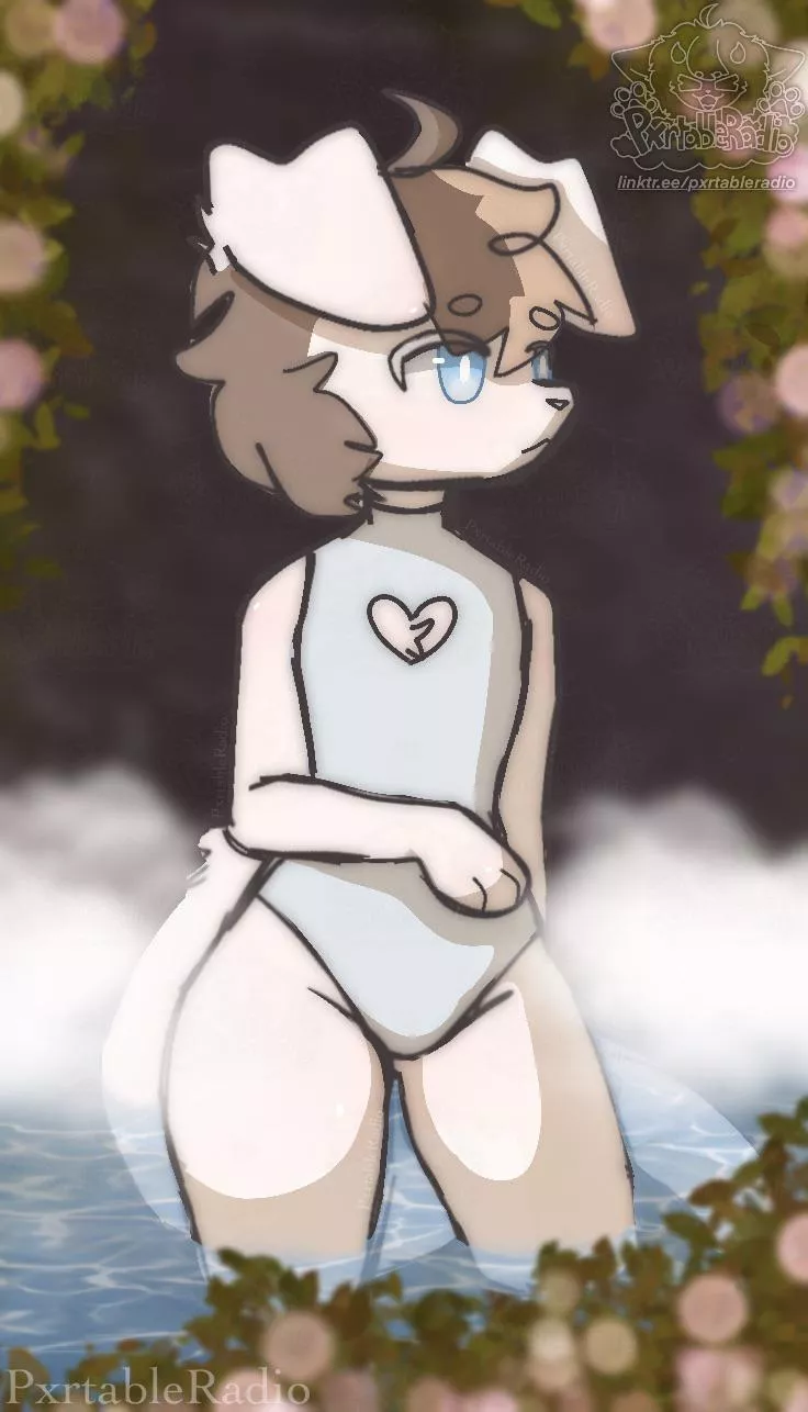 Taking a dip in the hot spring 🪷 (Art by me)