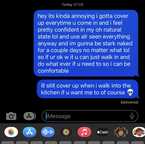 Baby steps to coming out as nudist to my mom