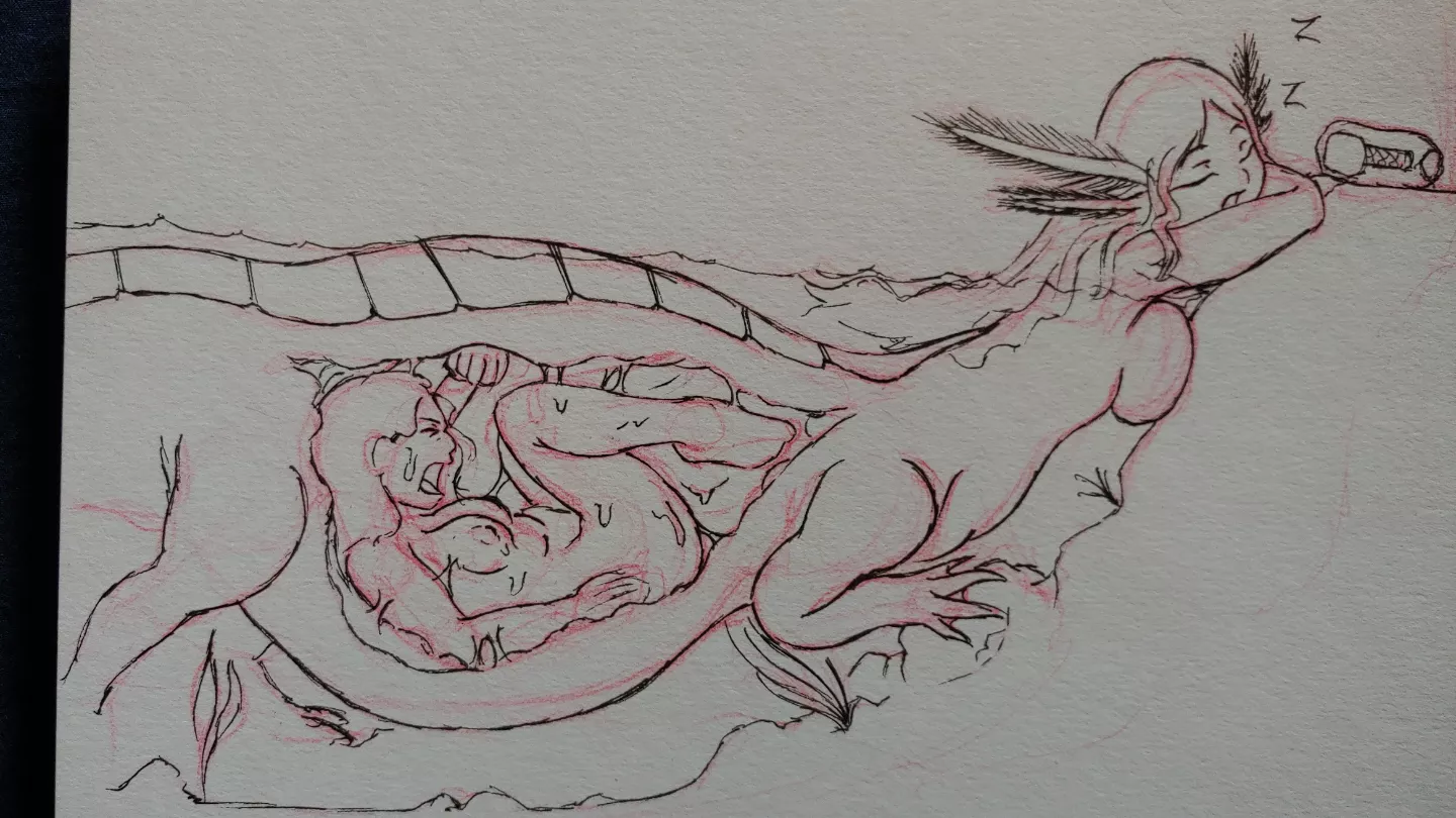 {Image} Axolotl girl resting, Art by me