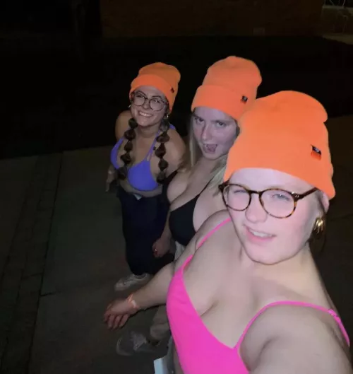 Orange beanies and boobs
