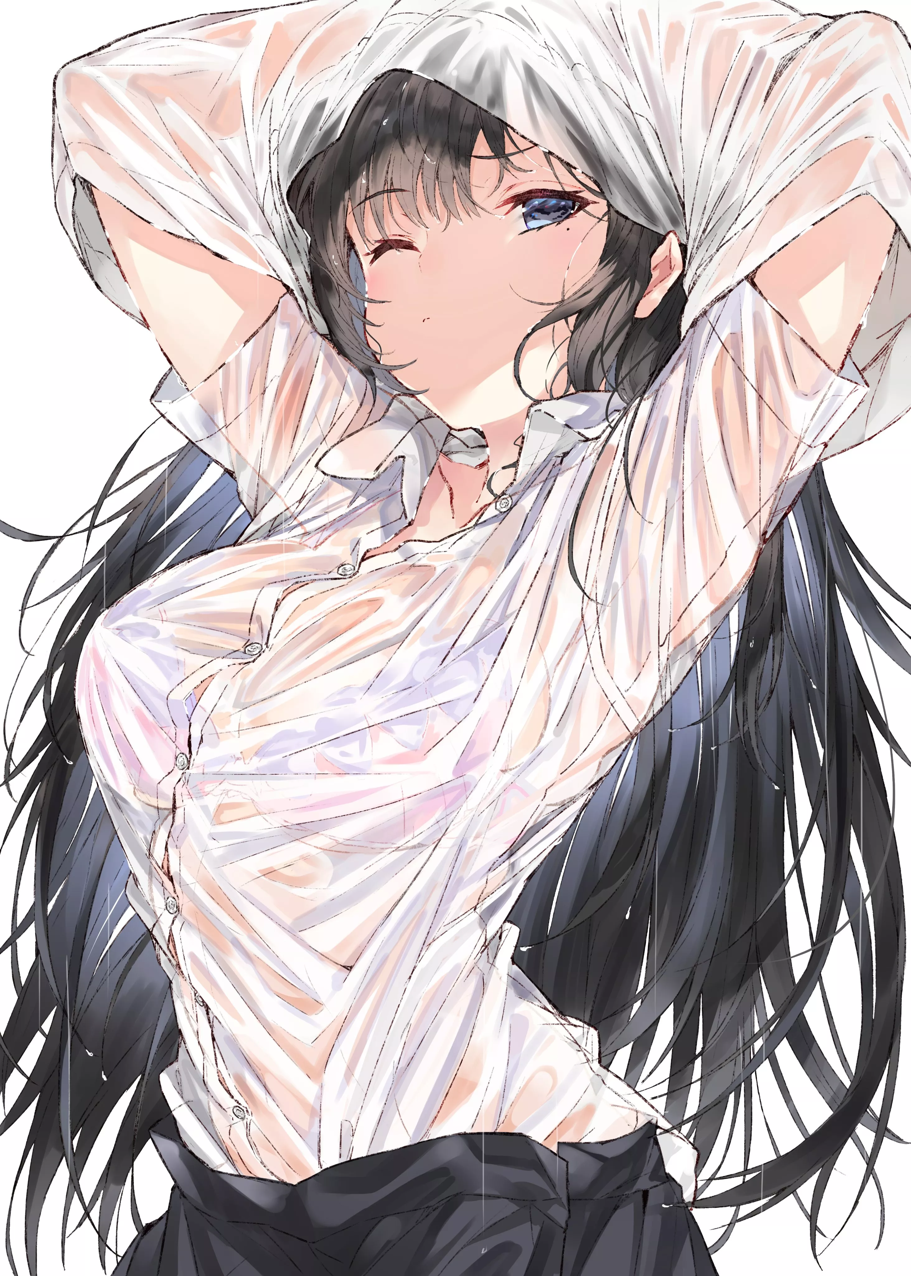 Taking off wet clothes