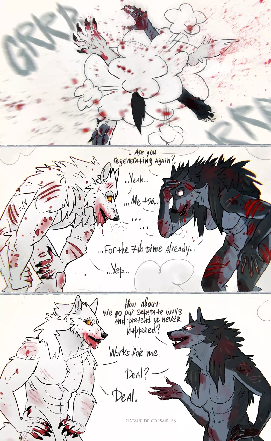 Werewolf vs werewolf fight issues (art by natalie_corsair)