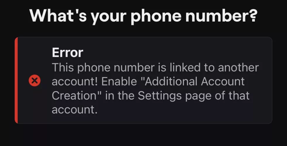 basically i tried to verify my account with a phone number and it asked for my password but i forgot it so i reset it and now it’s saying this when i try to verify a phone number even after i enable additional account creation