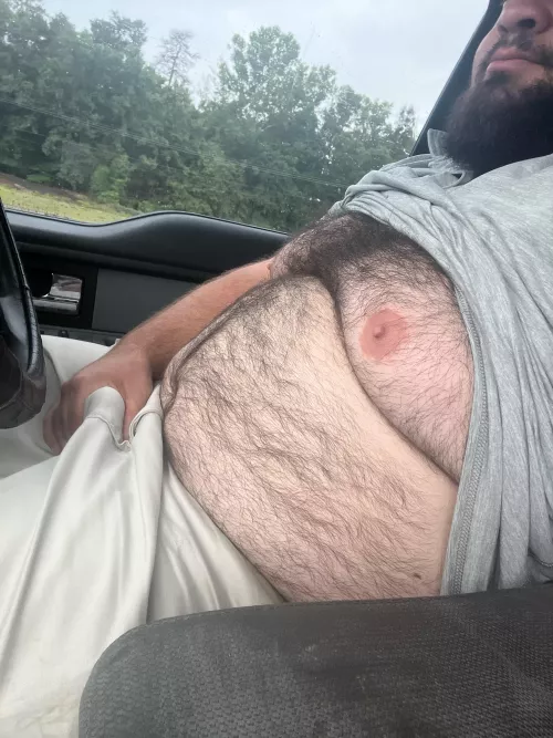 I’m so horny that I’m rubbing my cock while riding down the highway. I’d paint someone’s insides on the shoulder at this point. 31M (NC)