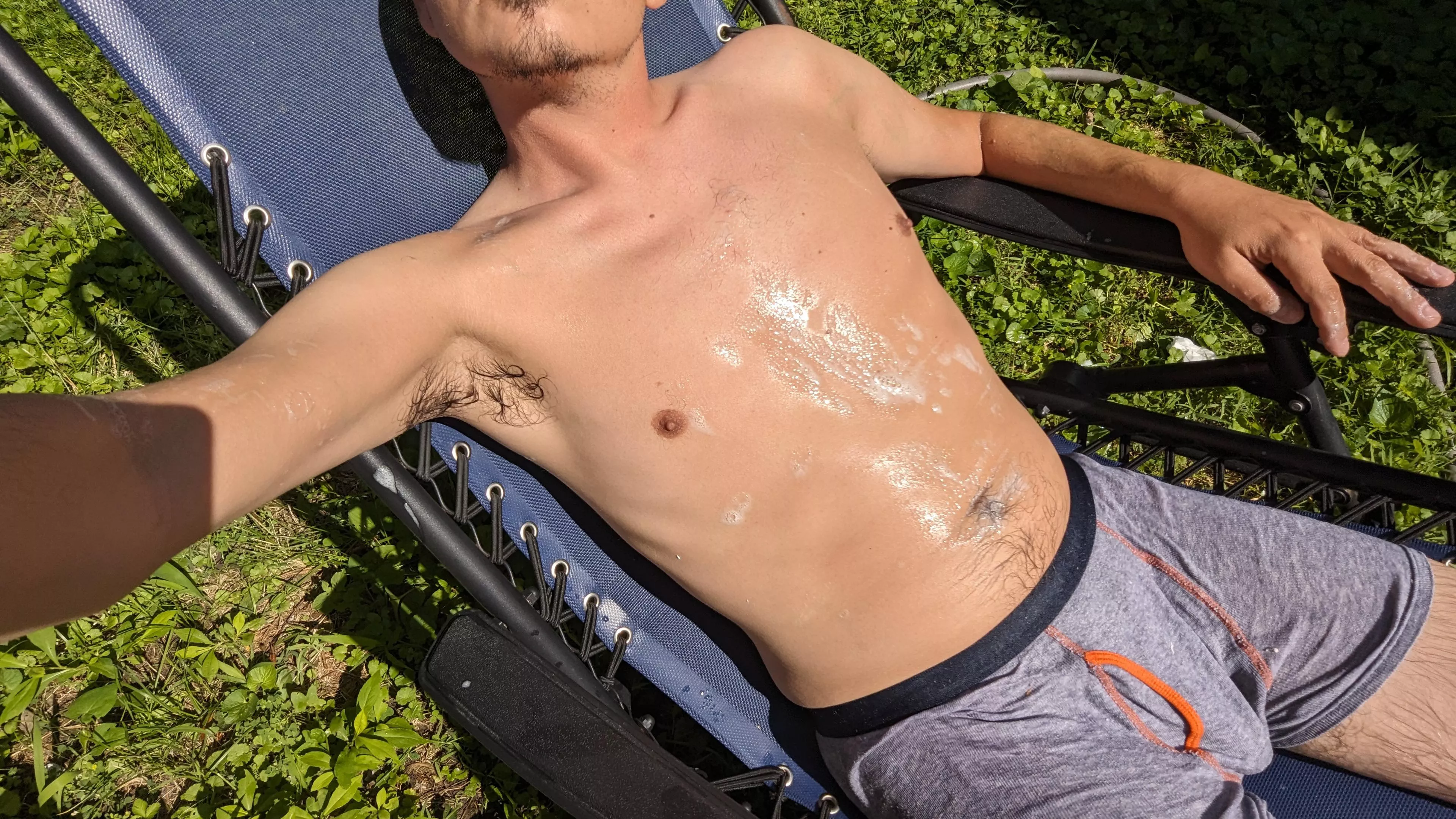 Just taking a quick shower outside in the sun!