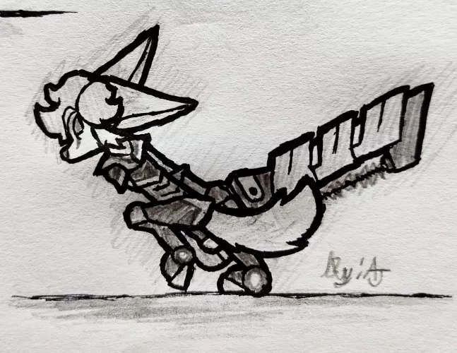 My little Cyborg Fennec rushing into battle [Art by Me, u/AJfireninja]