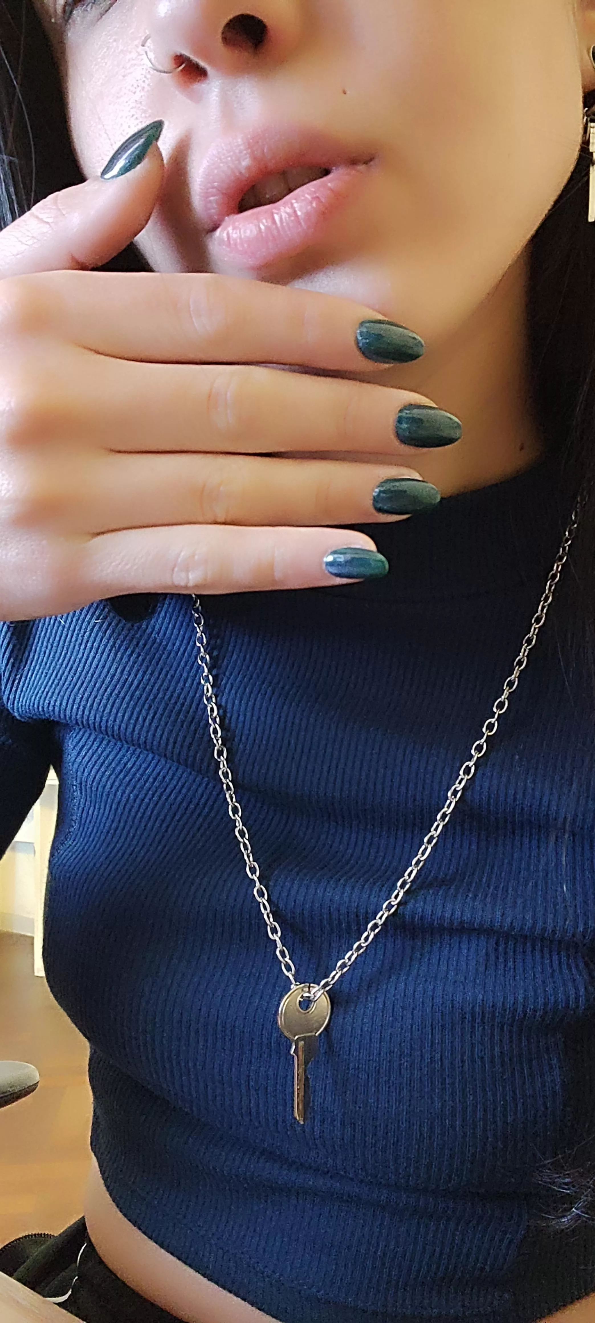 My new manicure, bright green... Imagine it inside your hole