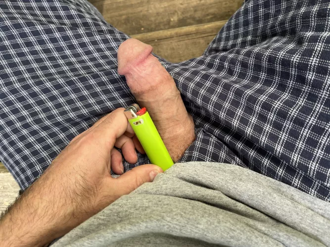 Next to a bic lighter