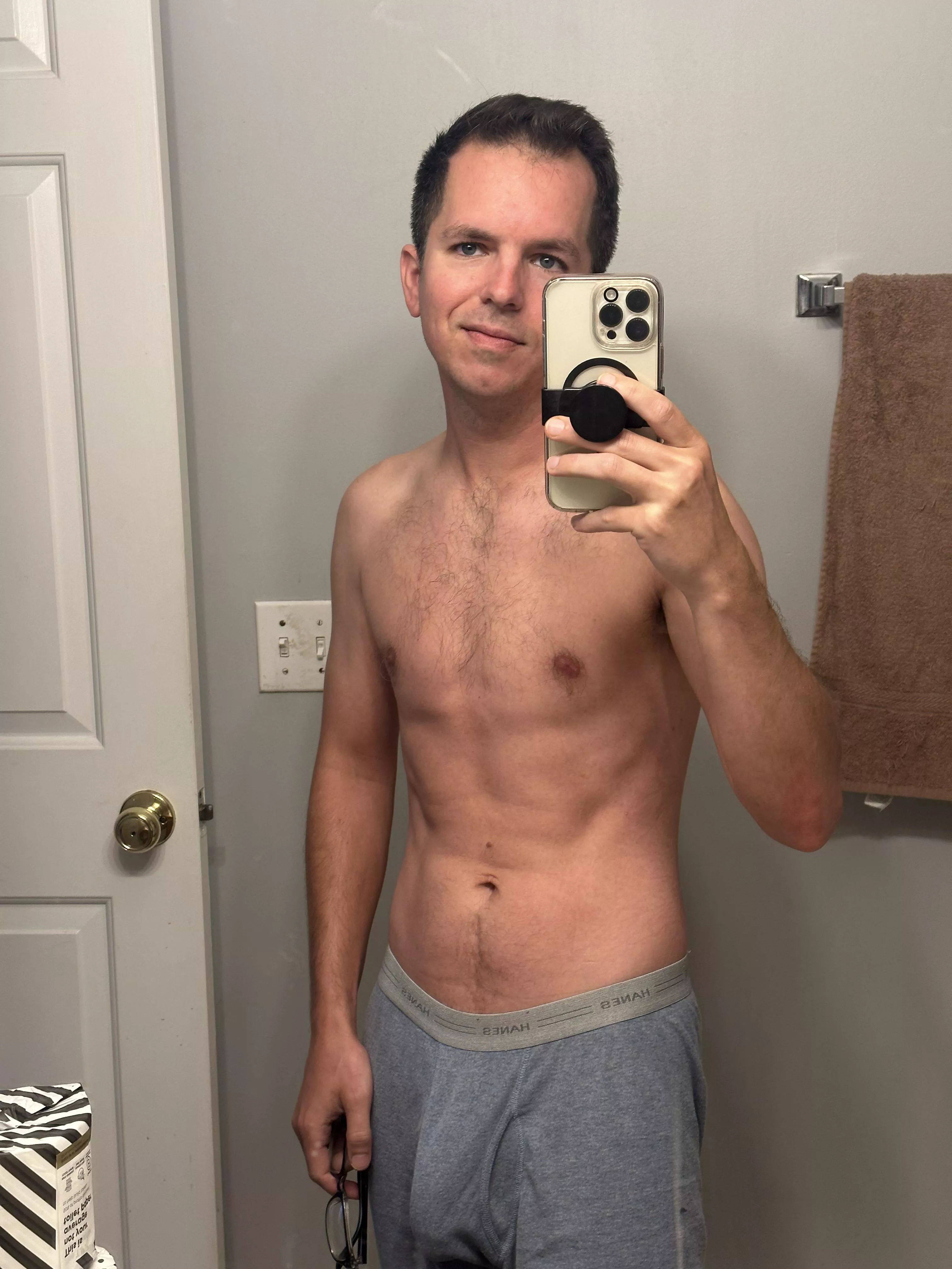 Swinging freely in my boxer briefs