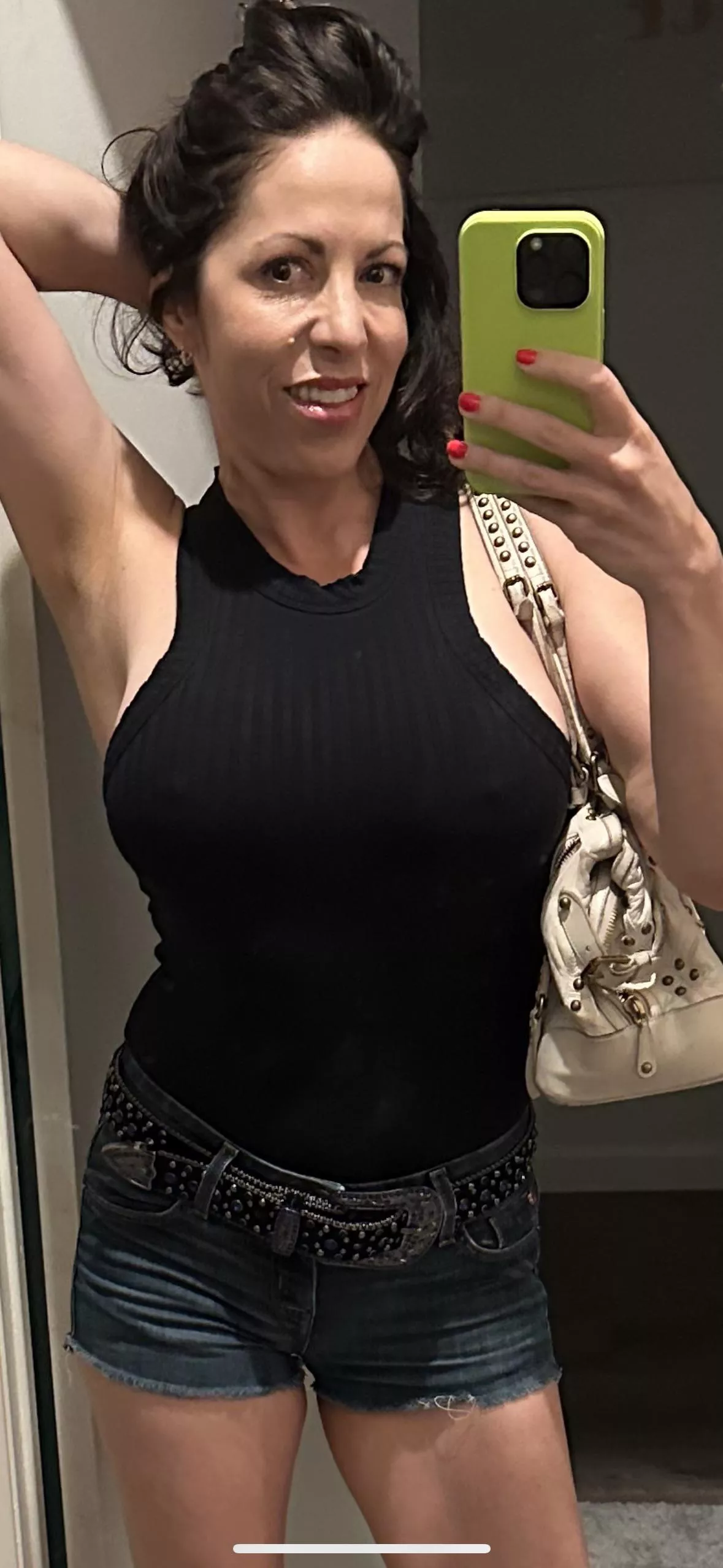 Close up, per request. Braless dance outfit.