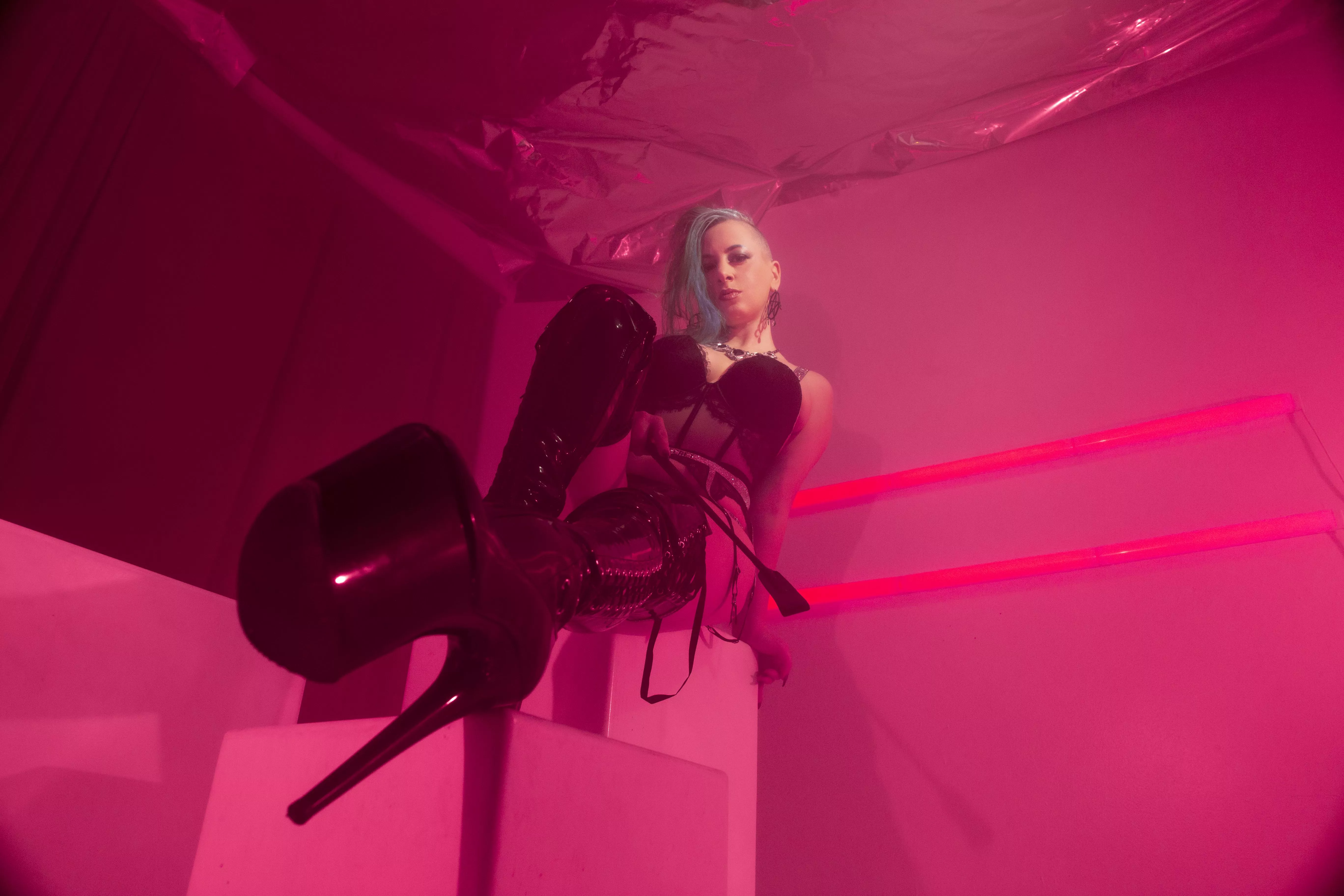 Drop to your knees and worship my cheeks and don't forget my soles.