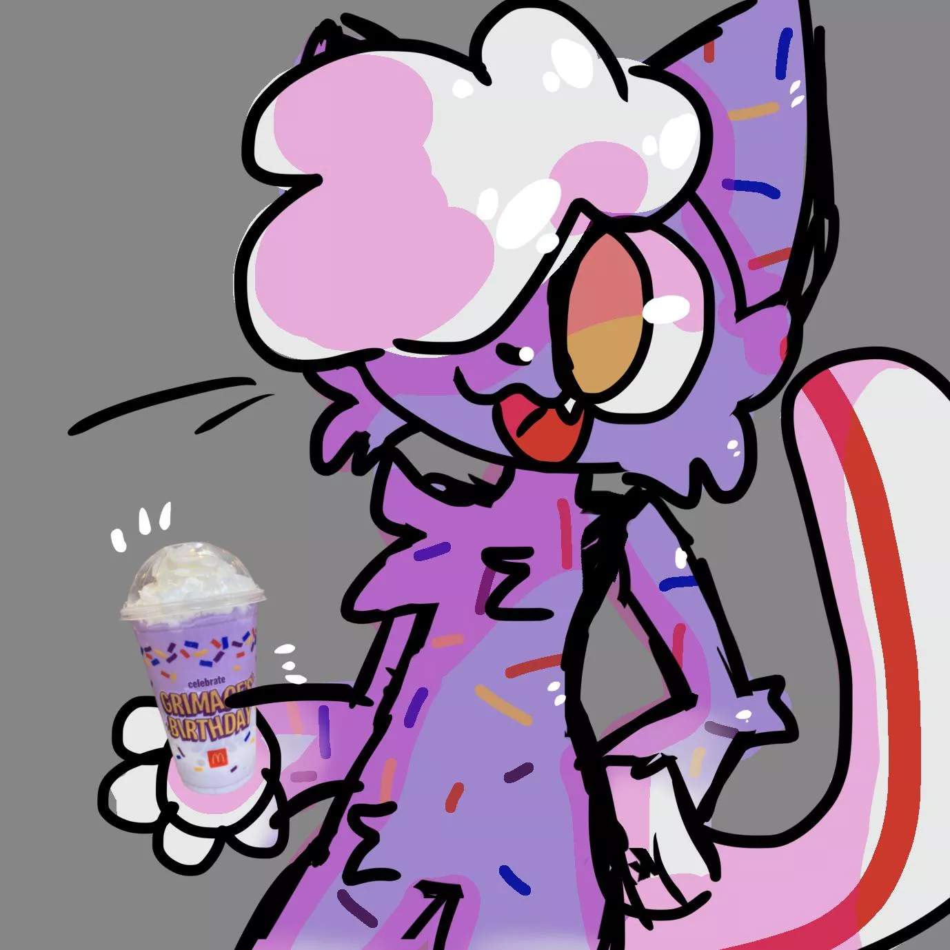 I doodled a furry version of the grimace shake
