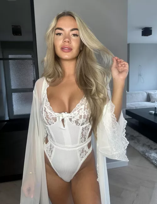 Blonde in white