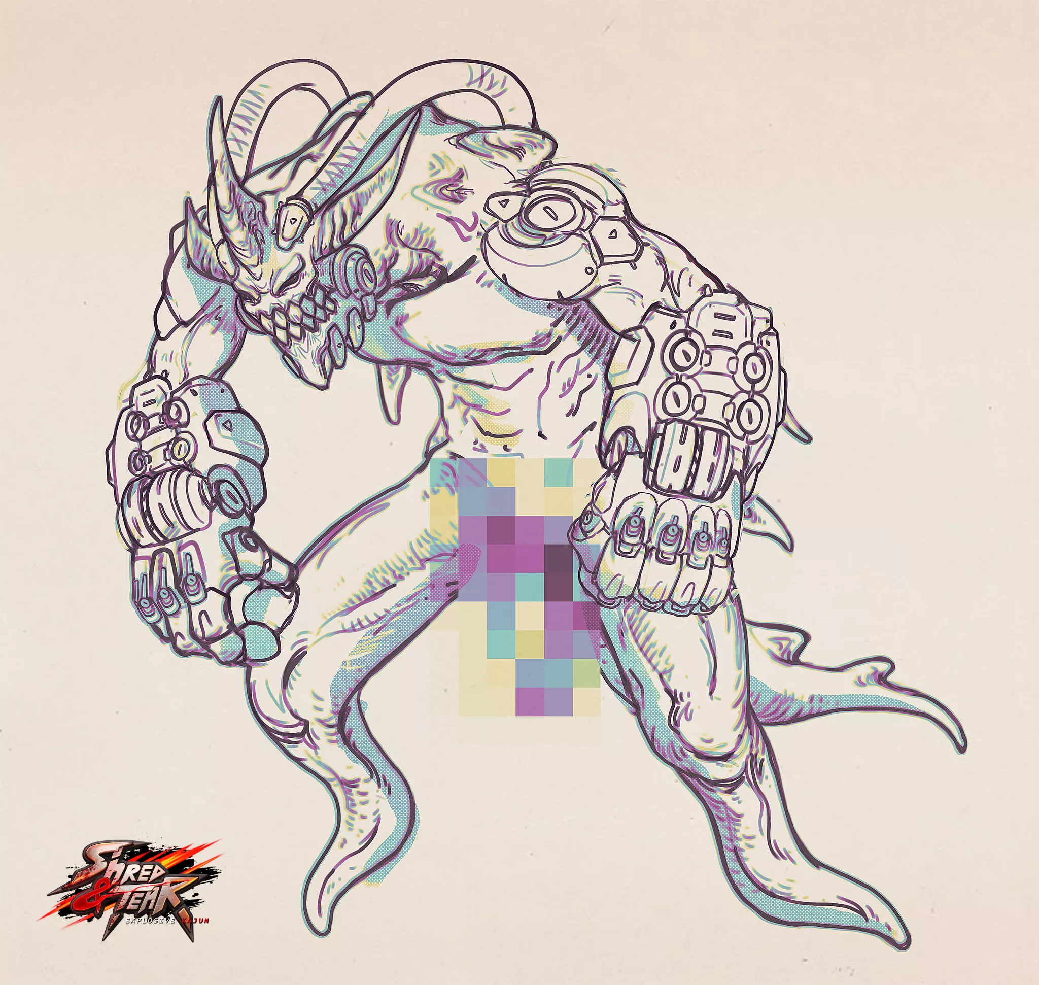 My protagonist will have to face this gentleman in the game [OC - Shred & Tear: Explosive Kajun]