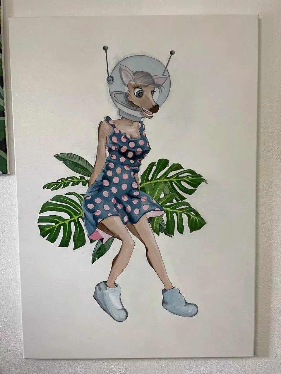 work in progress: space deer series, oil painting, still a few todos