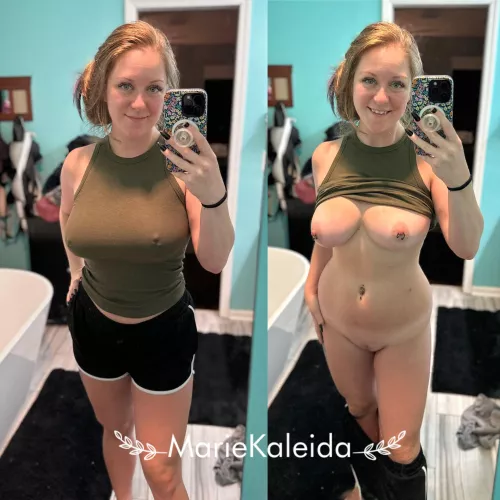 My curvy mom bod in and out of my gym clothes :)