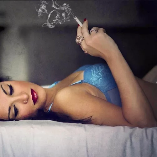 Pretty woman smoking