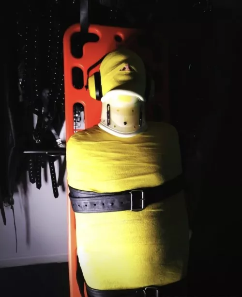 Another good boy wrapped up tight for the night. All he has to look forward to are the infrequent ruined orgasms