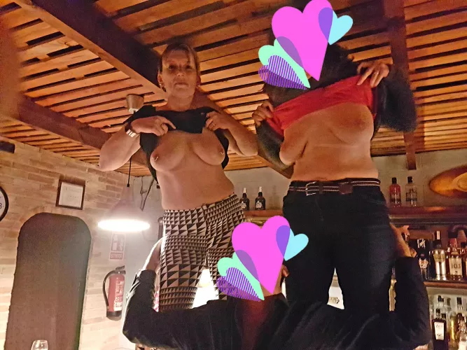 (f) what a great night, dancing on the bar with my tits out