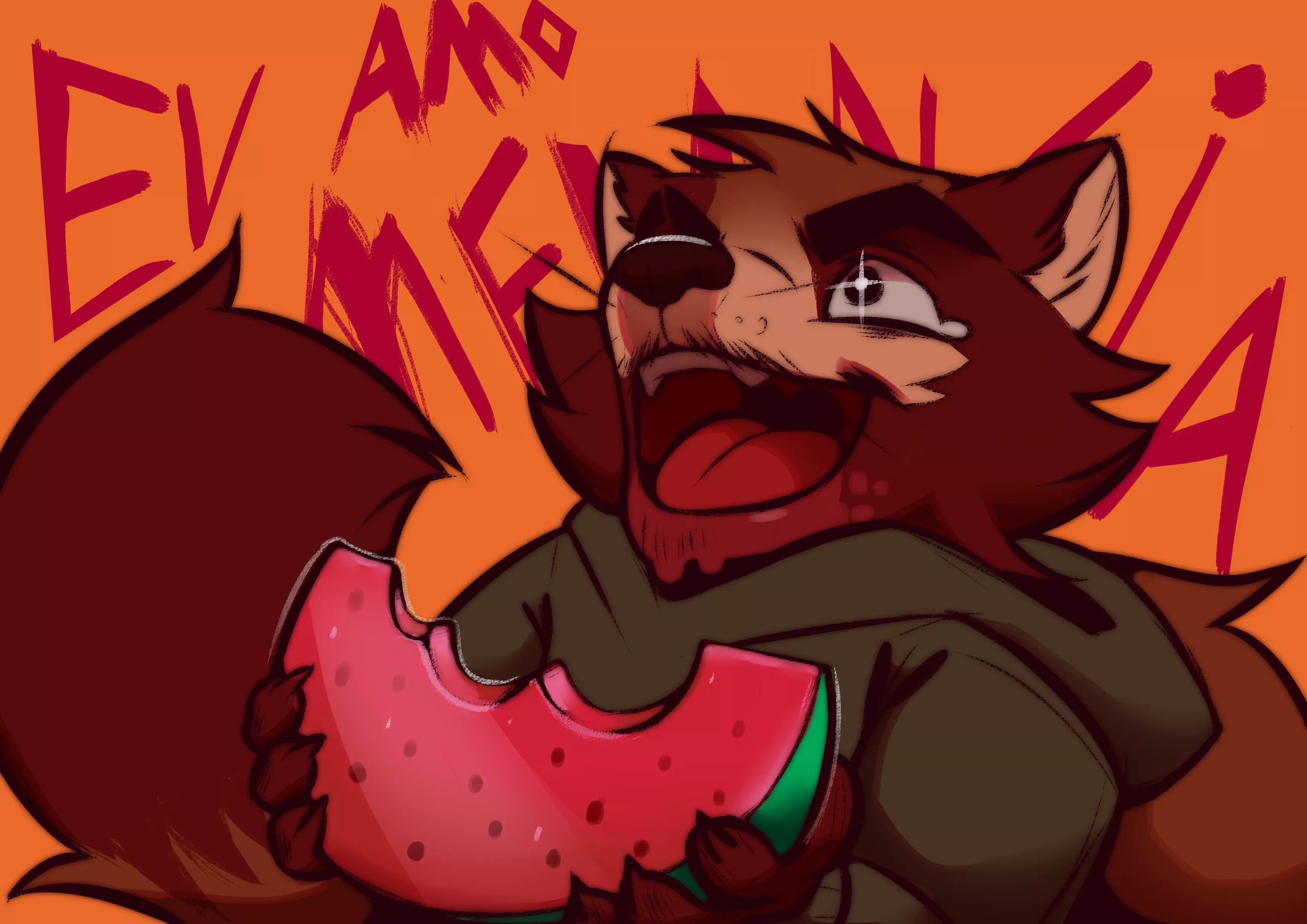 I LOVE WATERMELON! (art by ME, @tio_tanuki on tt)