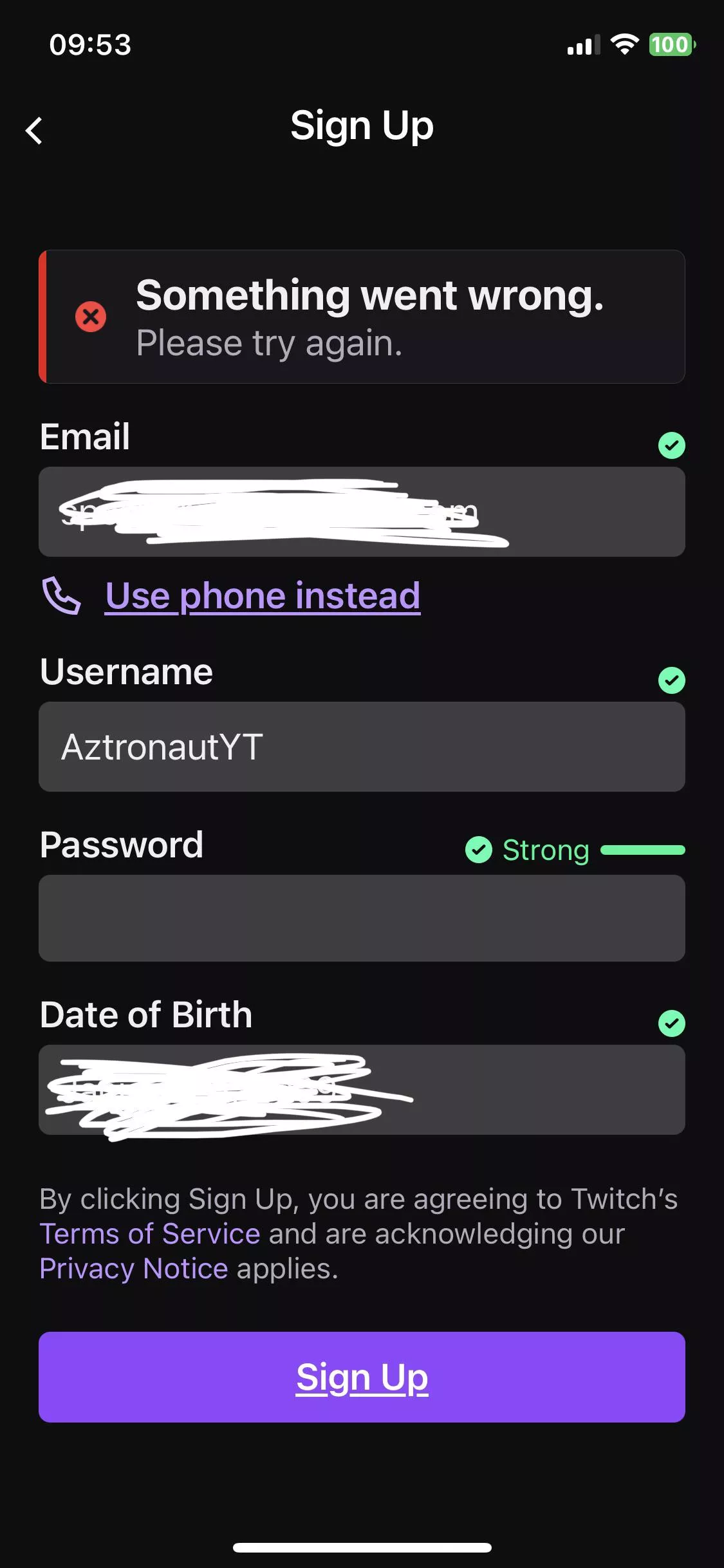 its not lettting me make a new account how do i fix? (iphone X)