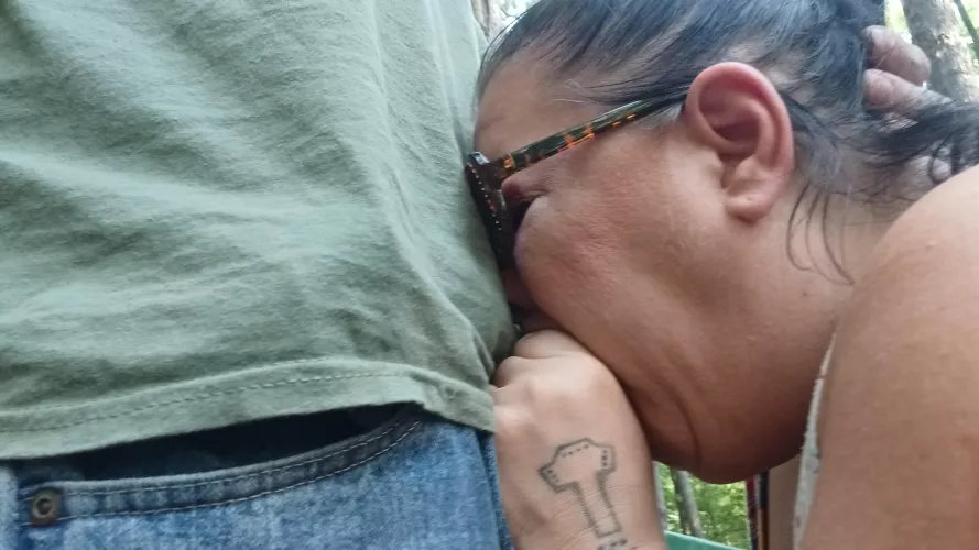 Always does her duty even at a park on the side of the road