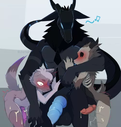 Caring daddy and two bottom boys (art by jarnqk)