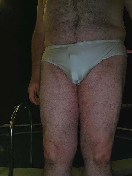 Getting ready for a nighttime swim