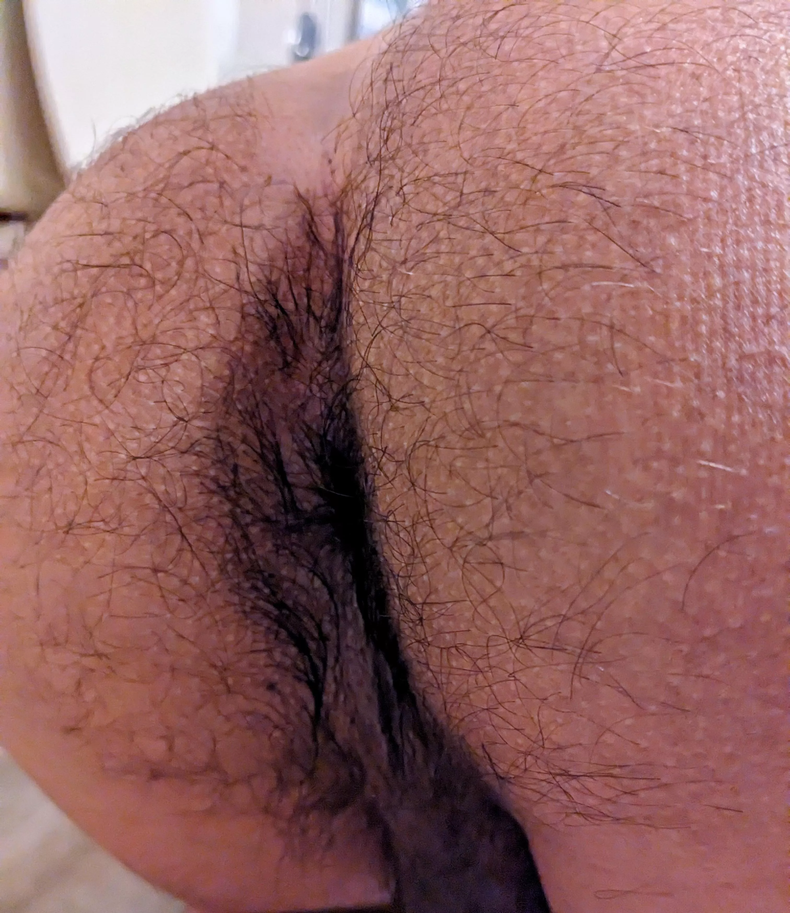 Hairy, sweaty crack in serious need of a nose, tongue, and sweaty cock.