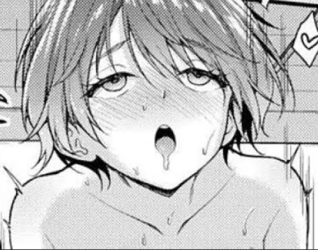 LF Mono Source: 1girl, ahegao, close up, collarbone, drooling, face, full face blush, hair between eyes, light hair, motion lines, open mouth, rolling eyes, sfx, short hair, spoken heart, sweat, trembling, upper teeth only