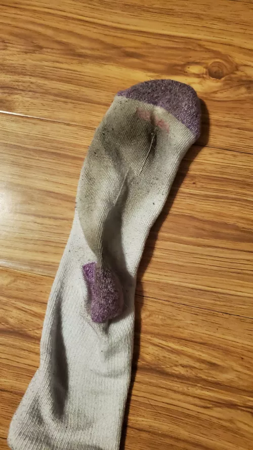 Can you guess my shoe size from looking at this filthy sock?