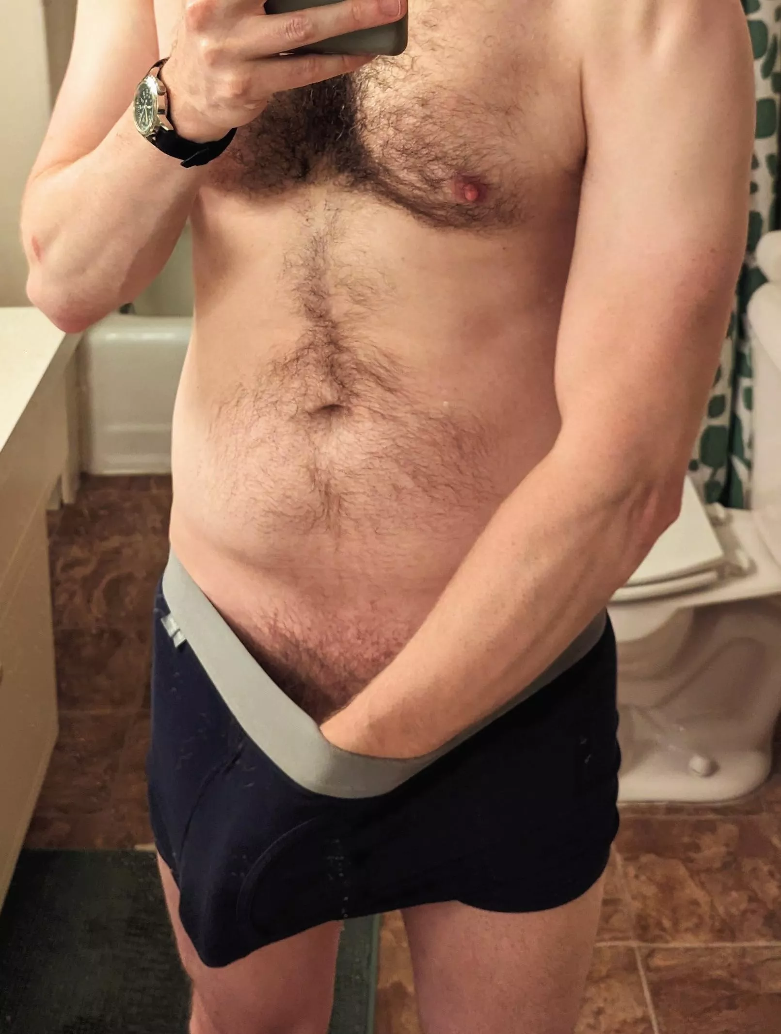 Handling some morning wood.