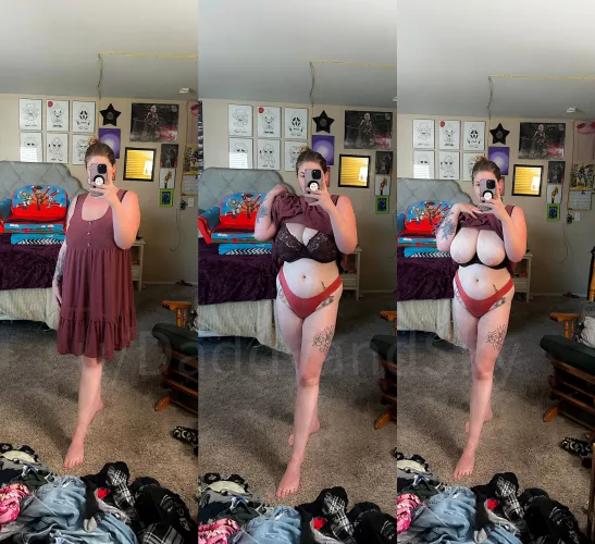 In case you were wondering what kind of goodies the mom next door hides under her dress.