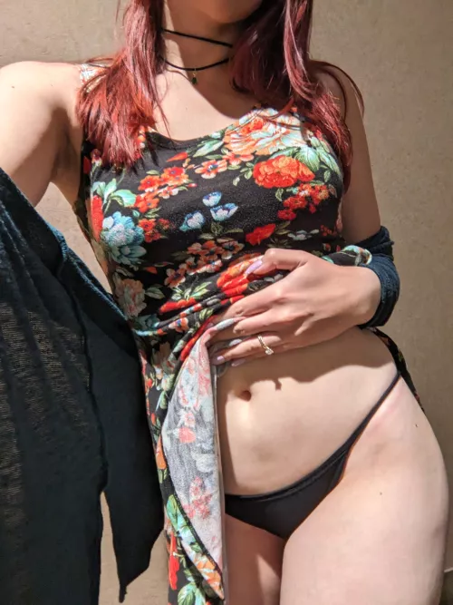 Today's work [f]it is a questionably short dress feat. choker necklace