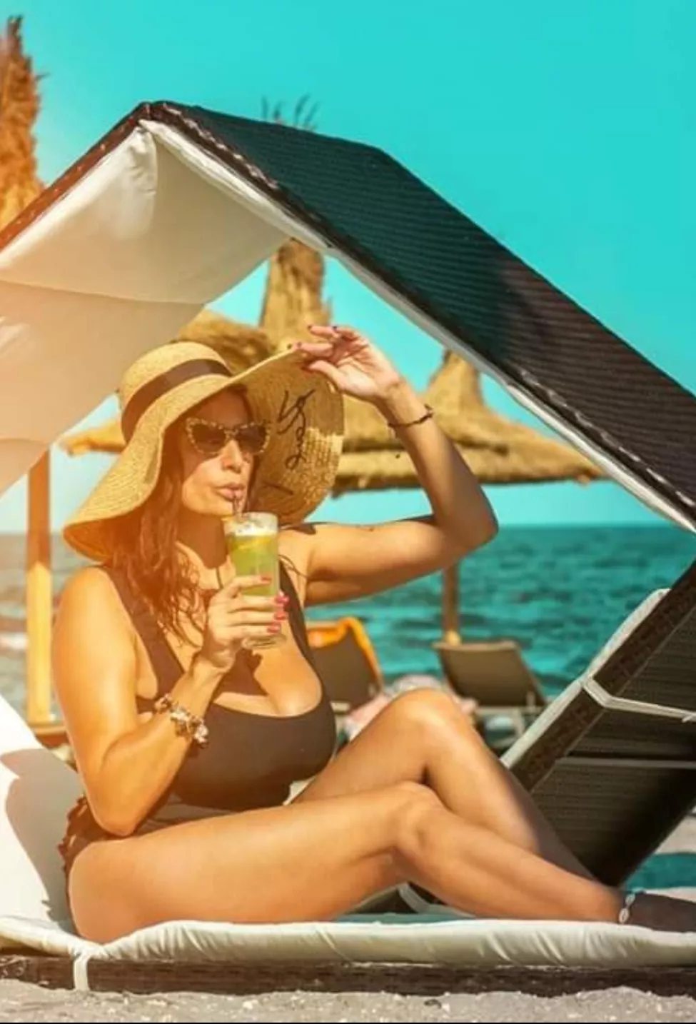 Retired Jane at her beach club in Romania