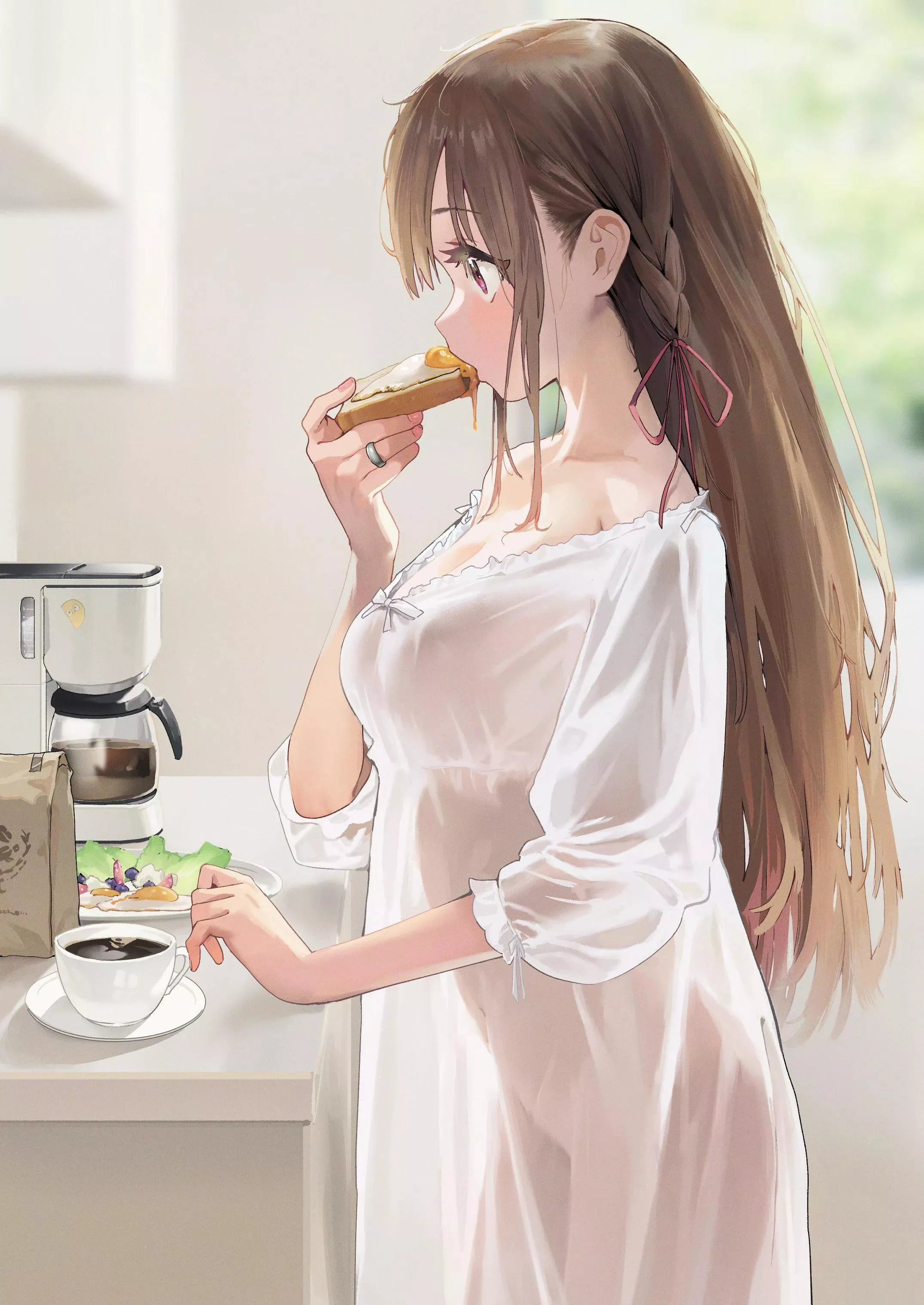 See-through morning dress