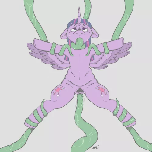 twilight has found herself in quite the predicament >:) (my art)