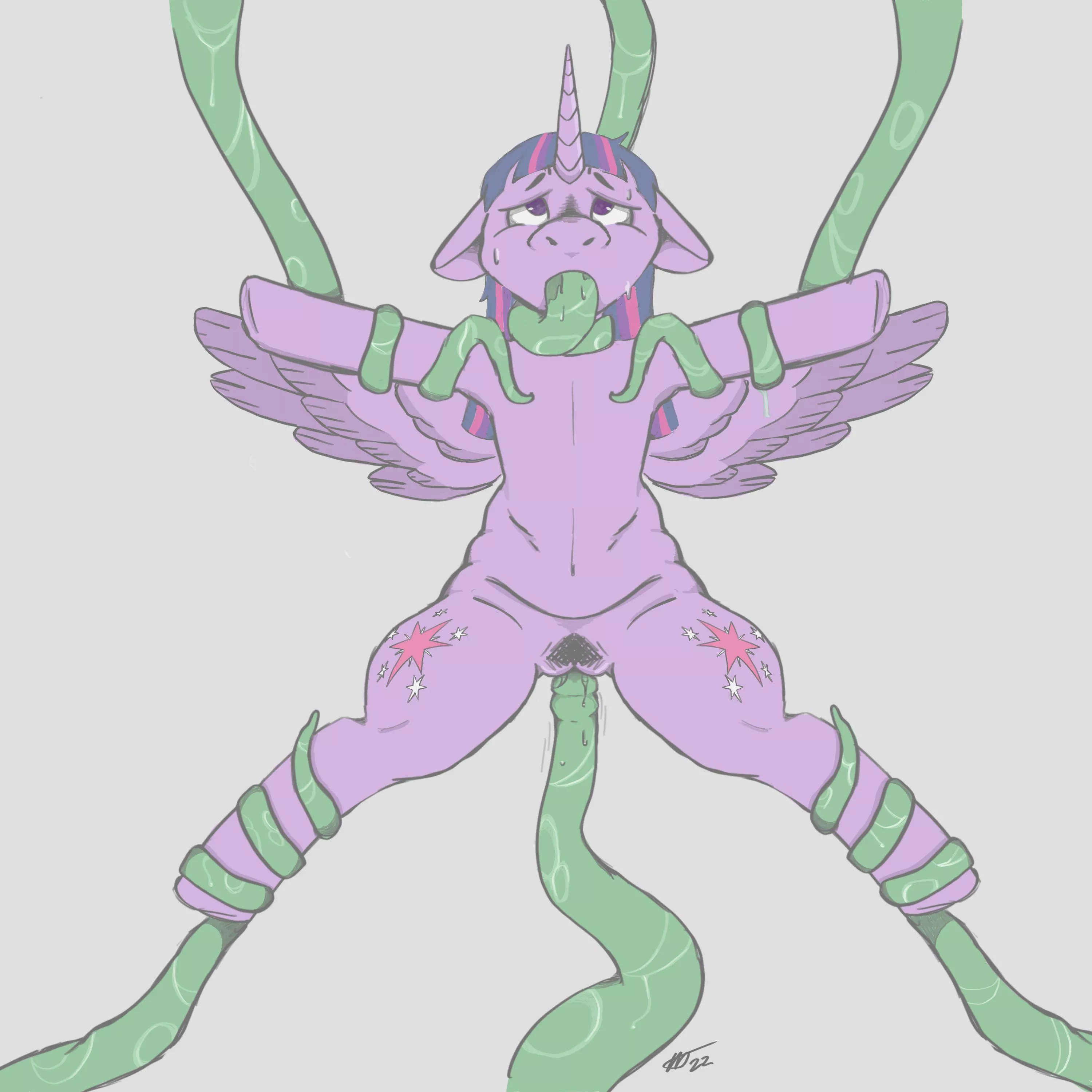 twilight has found herself in quite the predicament >:) (my art)