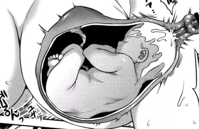 LF Mono Source: 1girl, 1other, baby, cervical penetration, cervix, close up, cum in pussy/creampie, fetus, foreign text, from side, internal cumshot, large breasts, pregnant, sfx, sweat, umbilical cord, uterus/womb, x-ray