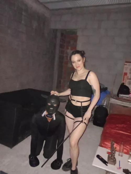 Humiliating a slave who enjoys being treated like a bad dog.